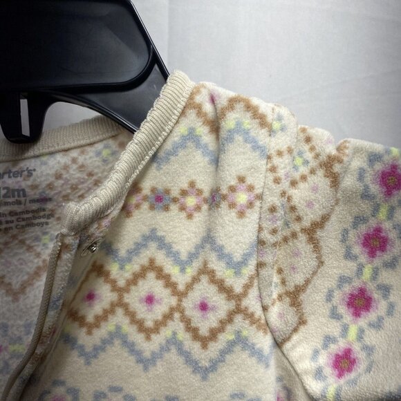 CARTER'S Long Sleeve Bodysuit Sleep And Play Girls12 Month Cream Full Zip/Snap - Picture 13 of 16